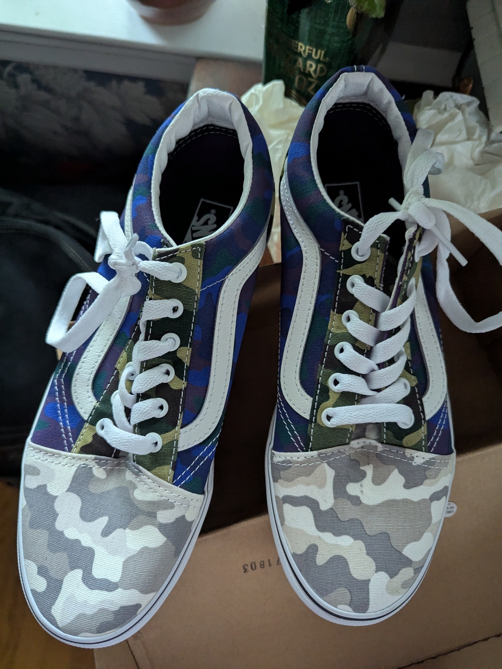 Vans Men's Camo Old Skool Low-Top Sneakers - Multi/White